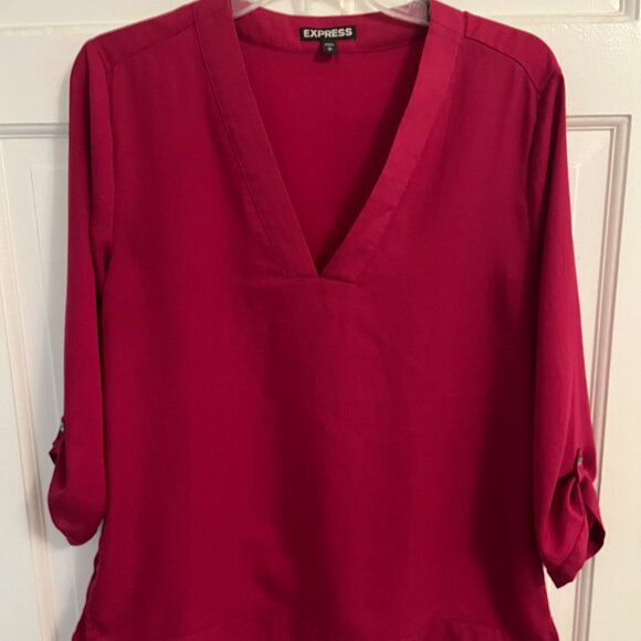 Express Dark Red Long Sleeved Tunic Sz S - Picture 1 of 7